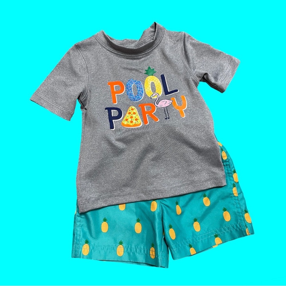 12M Cat & Jack - Teal Pineapple Swimsuit Set